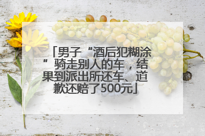 男子“酒后犯糊涂”骑走别人的车，结果到派出所还车、道歉还赔了500元