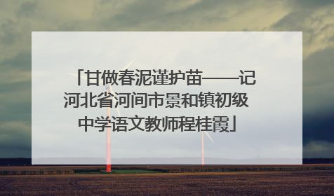 甘做春泥谨护苗——记河北省河间市景和镇初级中学语文教师程桂霞