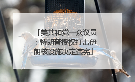 美共和党一众议员：特朗普授权打击伊朗核设施决定违宪