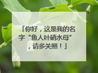 你好，这是我的名字“鱼人叶硝水母”，请多关照！