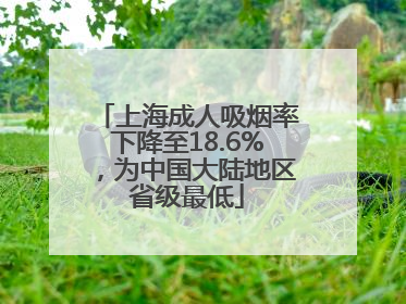 上海成人吸烟率下降至18.6%，为中国大陆地区省级最低