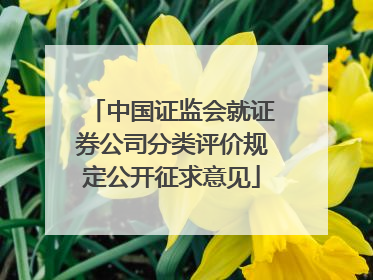中国证监会就证券公司分类评价规定公开征求意见
