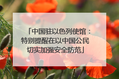 中国驻以色列使馆：特别提醒在以中国公民切实加强安全防范