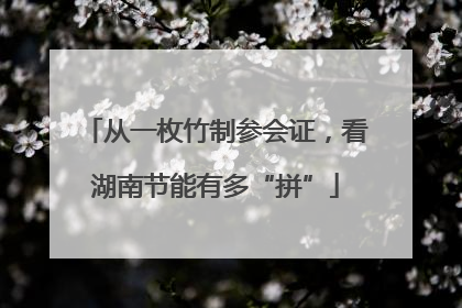 从一枚竹制参会证，看湖南节能有多“拼”