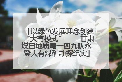 以绿色发展理念创建“大有模式”——甘肃煤田地质局一四九队永登大有煤矿勘探纪实