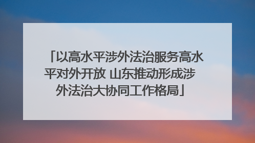 以高水平涉外法治服务高水平对外开放 山东推动形成涉外法治大协同工作格局