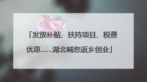 发放补贴、扶持项目、税费优惠……湖北喊您返乡创业