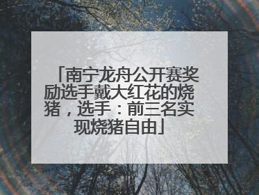 南宁龙舟公开赛奖励选手戴大红花的烧猪，选手：前三名实现烧猪自由