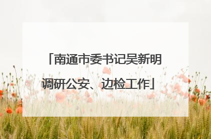 南通市委书记吴新明调研公安、边检工作