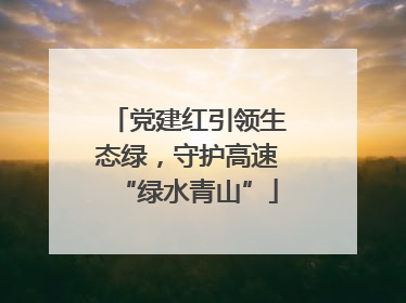 党建红引领生态绿，守护高速“绿水青山”