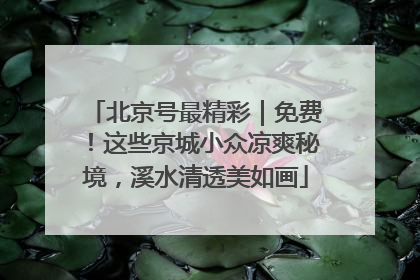 北京号最精彩｜免费！这些京城小众凉爽秘境，溪水清透美如画