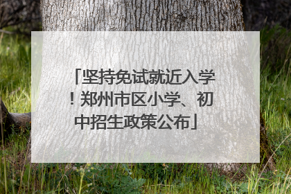 坚持免试就近入学！郑州市区小学、初中招生政策公布