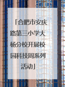 合肥市安庆路第三小学大杨分校开展校园科技周系列活动