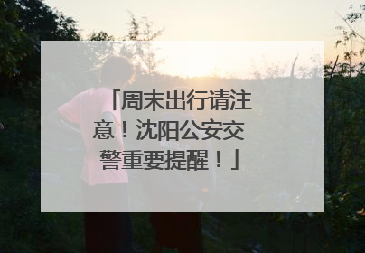 周末出行请注意！沈阳公安交警重要提醒！