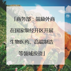 商务部：鼓励外商在国家级经开区开展生物医药、高端制造等领域投资