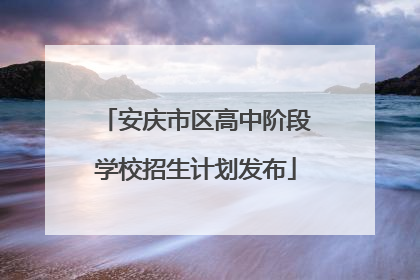 安庆市区高中阶段学校招生计划发布