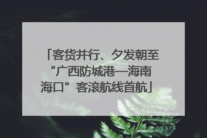 客货并行、夕发朝至 “广西防城港—海南海口”客滚航线首航
