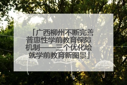 广西柳州不断完善普惠性学前教育保障机制——三个优化绘就学前教育新图景