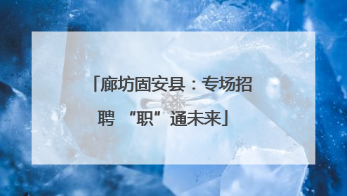 廊坊固安县：专场招聘 “职”通未来