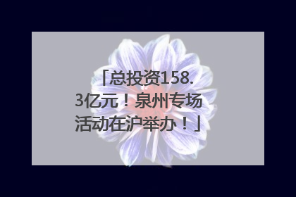 总投资158.3亿元！泉州专场活动在沪举办！