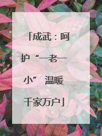成武：呵护“一老一小” 温暖千家万户