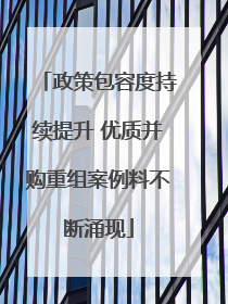 政策包容度持续提升 优质并购重组案例料不断涌现