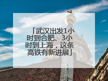 武汉出发1小时到合肥、3小时到上海，这条高铁有新进展