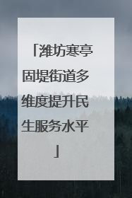 潍坊寒亭固堤街道多维度提升民生服务水平