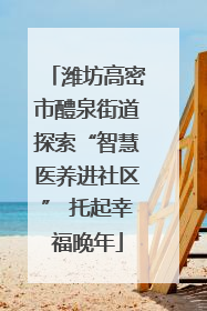 潍坊高密市醴泉街道探索“智慧医养进社区” 托起幸福晚年