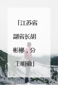 江苏省副省长胡彬郴，分工明确