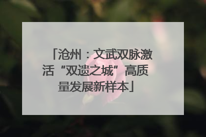 沧州：文武双脉激活“双遗之城”高质量发展新样本