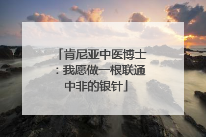 肯尼亚中医博士：我愿做一根联通中非的银针