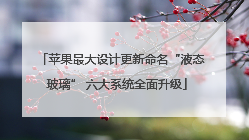苹果最大设计更新命名“液态玻璃” 六大系统全面升级