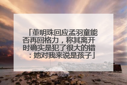 董明珠回应孟羽童能否再回格力，称其离开时确实是犯了很大的错：她对我来说是孩子