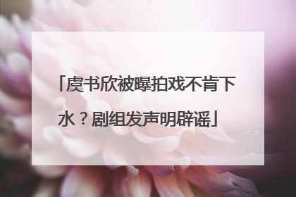 虞书欣被曝拍戏不肯下水？剧组发声明辟谣