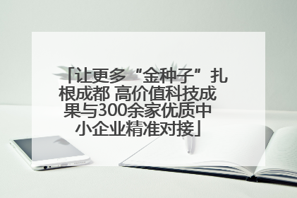 让更多“金种子”扎根成都 高价值科技成果与300余家优质中小企业精准对接