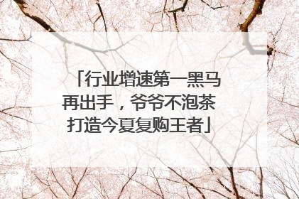 行业增速第一黑马再出手，爷爷不泡茶打造今夏复购王者