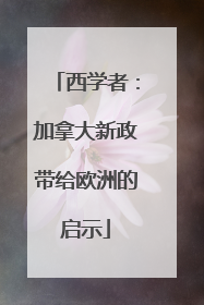 西学者：加拿大新政带给欧洲的启示