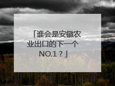 谁会是安徽农业出口的下一个NO.1？