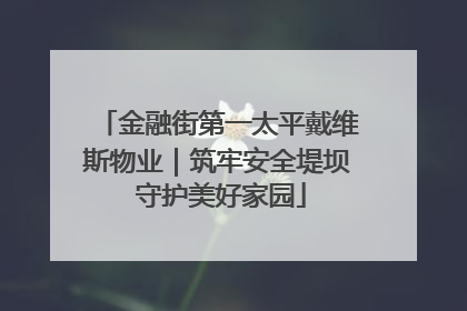 金融街第一太平戴维斯物业｜筑牢安全堤坝 守护美好家园
