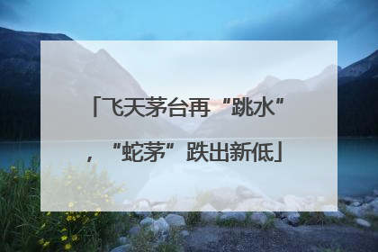 飞天茅台再“跳水”，“蛇茅”跌出新低