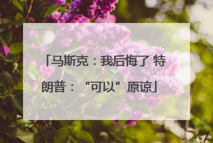 马斯克：我后悔了 特朗普：“可以”原谅