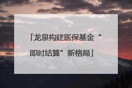 龙泉构建医保基金“即时结算”新格局