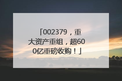 002379，重大资产重组，超600亿重磅收购！