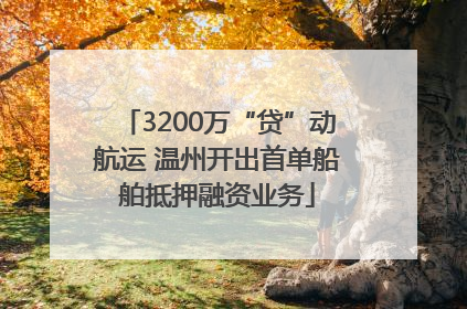 3200万“贷”动航运 温州开出首单船舶抵押融资业务